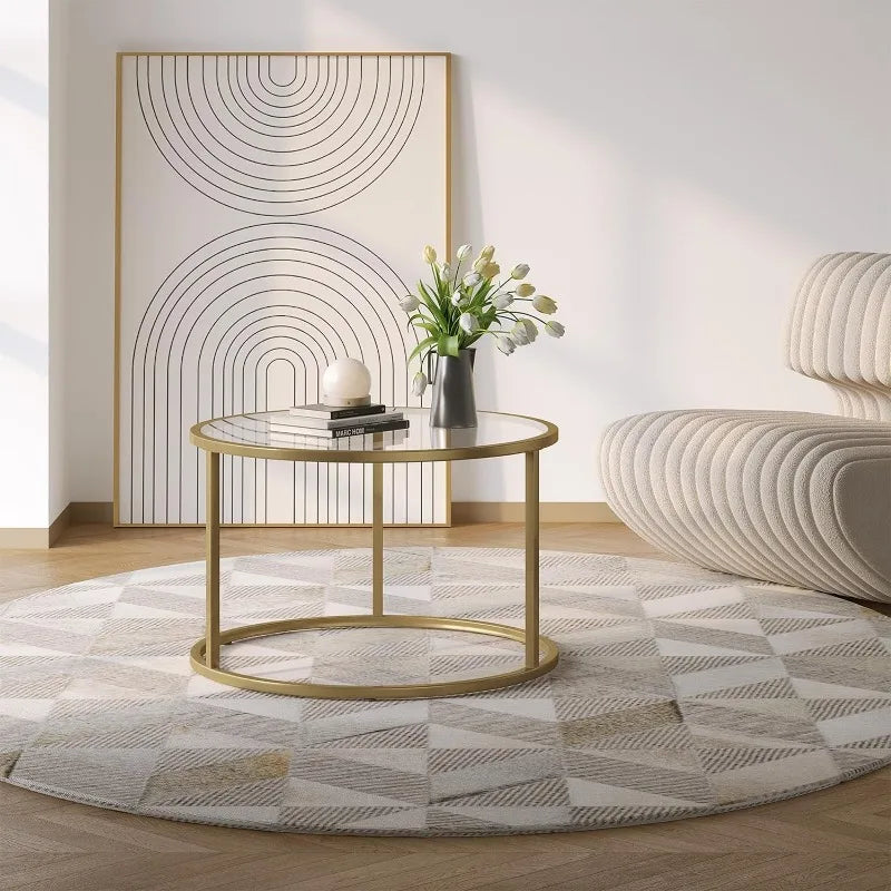 Small Glass Coffee Table Round Gold Coffee Table for Small Modern  Table